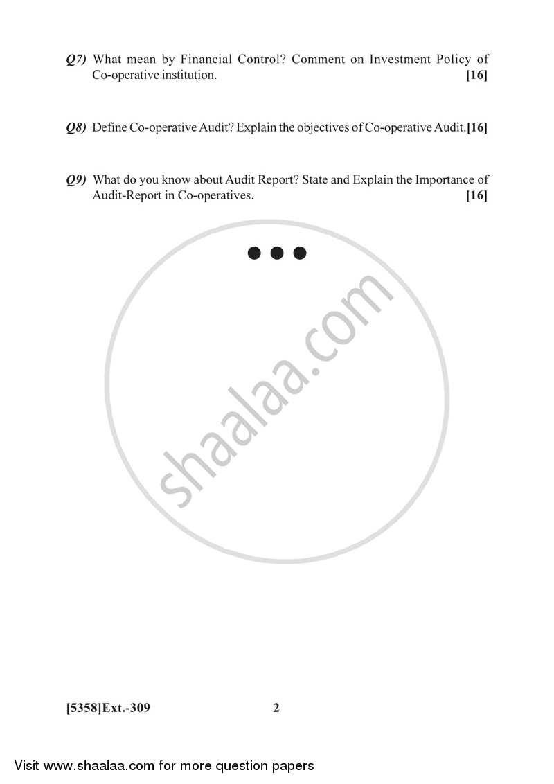 Co-operation and Rural Development 2 2017-2018 - B.Com. - 3rd Year (TYBcom) - University of Pune question paper with PDF download