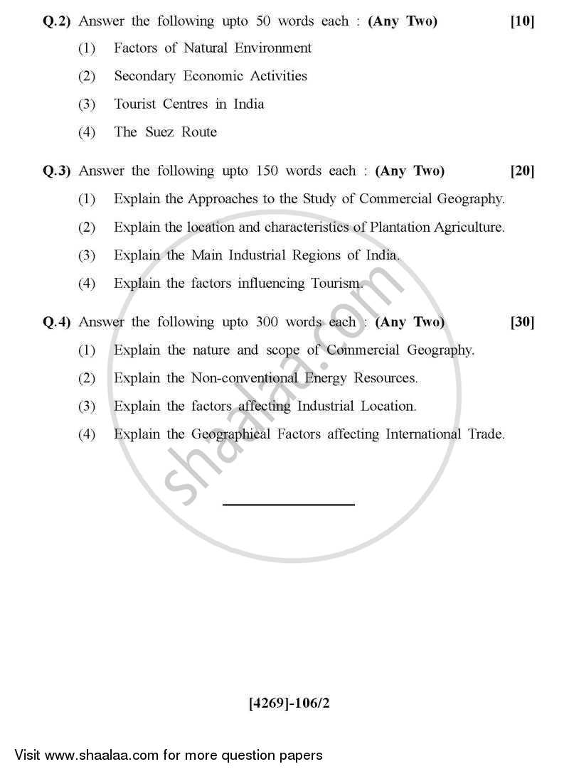 Commercial Geography 2012-2013 - B.Com. - 1st Year (FYBcom) - University of Pune question paper with PDF download