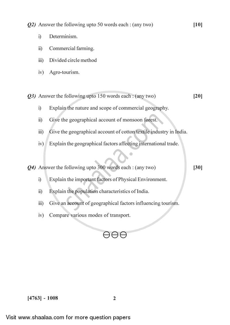 Commercial Geography 2014-2015 - B.Com. - 1st Year (FYBcom) - University of Pune question paper with PDF download