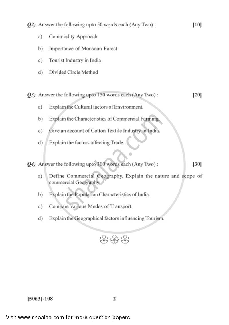 Commercial Geography 2016-2017 - B.Com. - 1st Year (FYBcom) - University of Pune question paper with PDF download