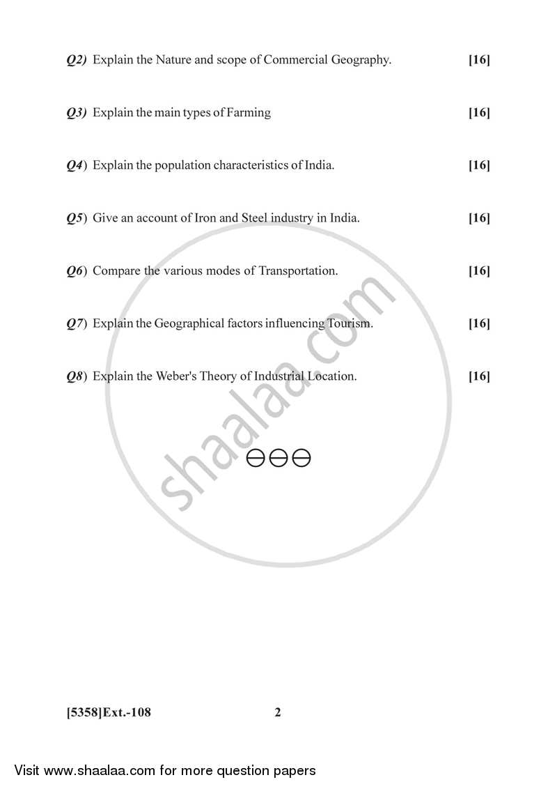 Commercial Geography 2017-2018 - B.Com. - 1st Year (FYBcom) - University of Pune question paper with PDF download
