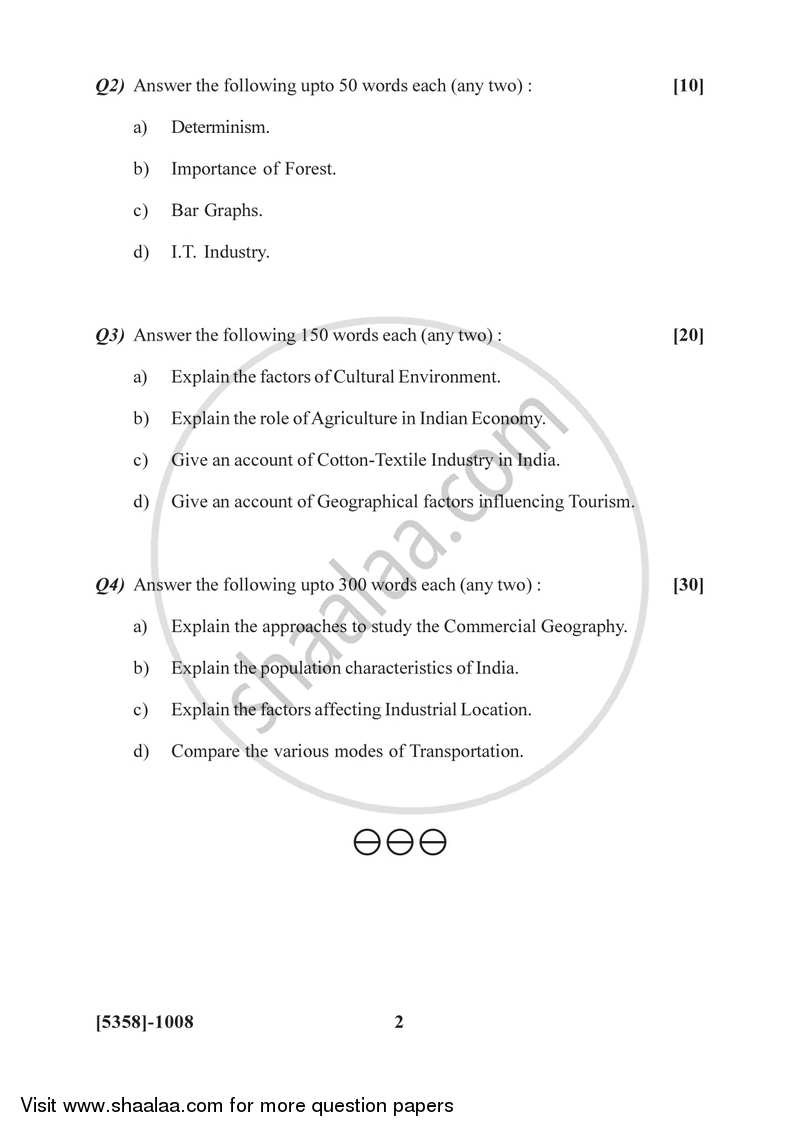 Commercial Geography 2017-2018 - B.Com. - 1st Year (FYBcom) - University of Pune question paper with PDF download