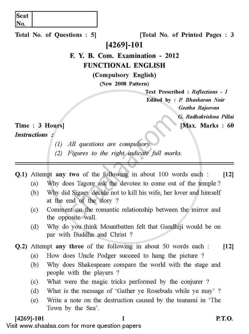 Compulsory English 2012-2013 - B.Com. - 1st Year (FYBcom) - University of Pune question paper with PDF download