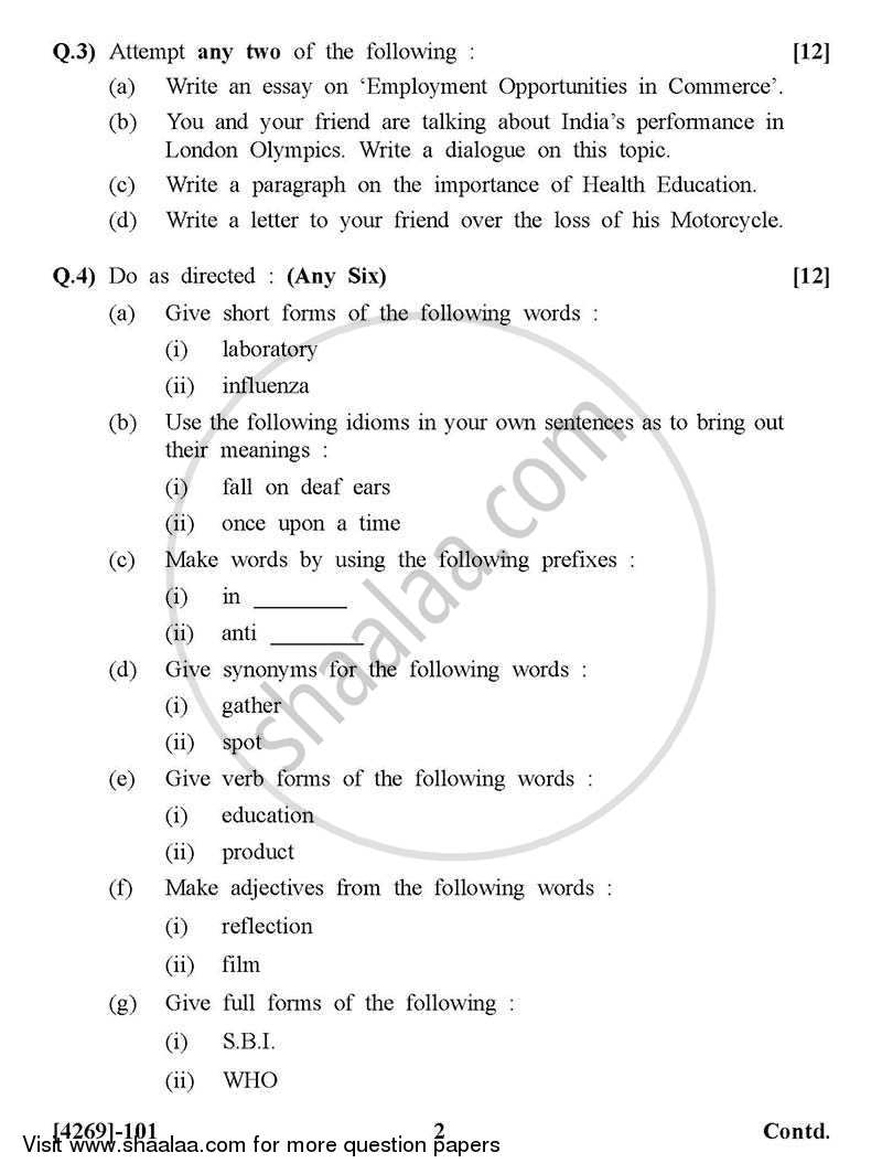 Compulsory English 2012-2013 - B.Com. - 1st Year (FYBcom) - University of Pune question paper with PDF download