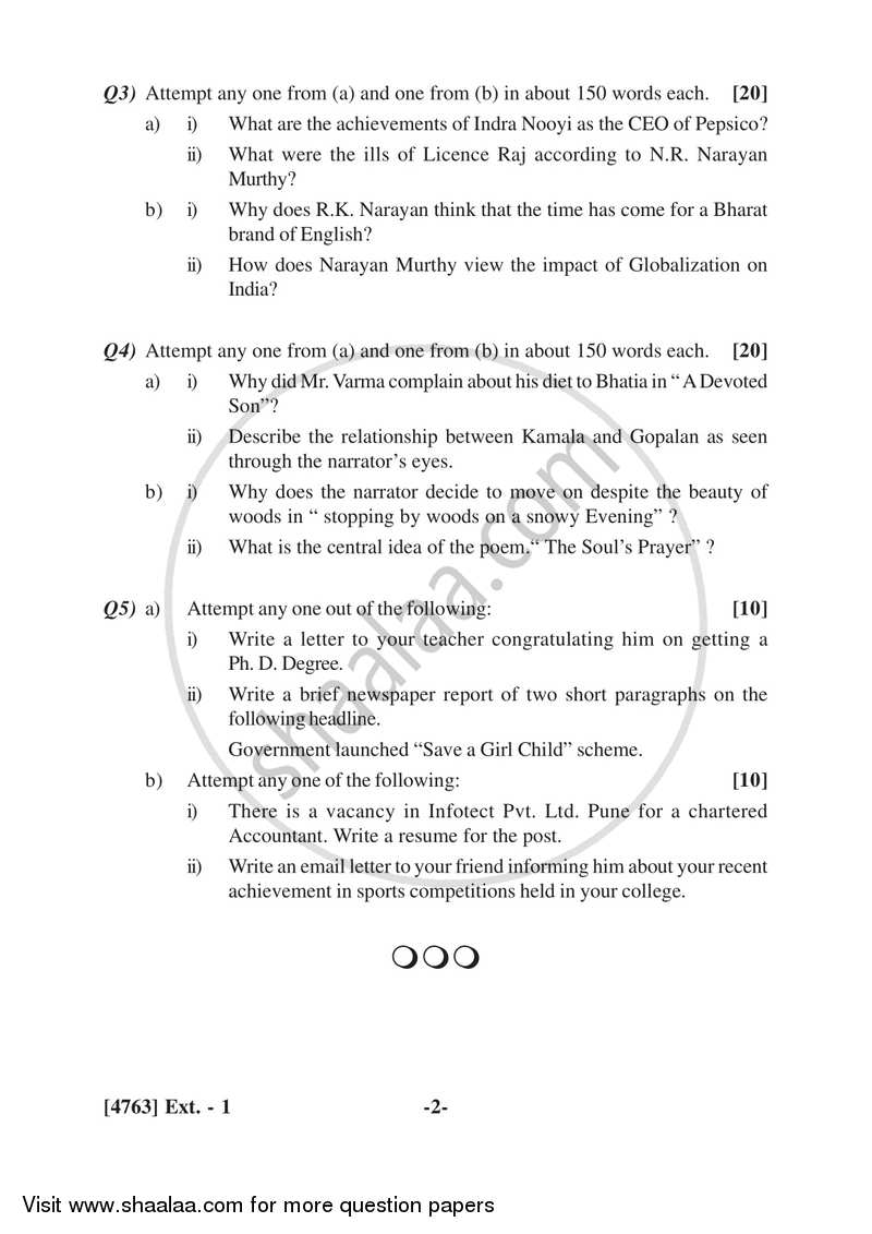 Compulsory English 2014-2015 - B.Com. - 1st Year (FYBcom) - University of Pune question paper with PDF download