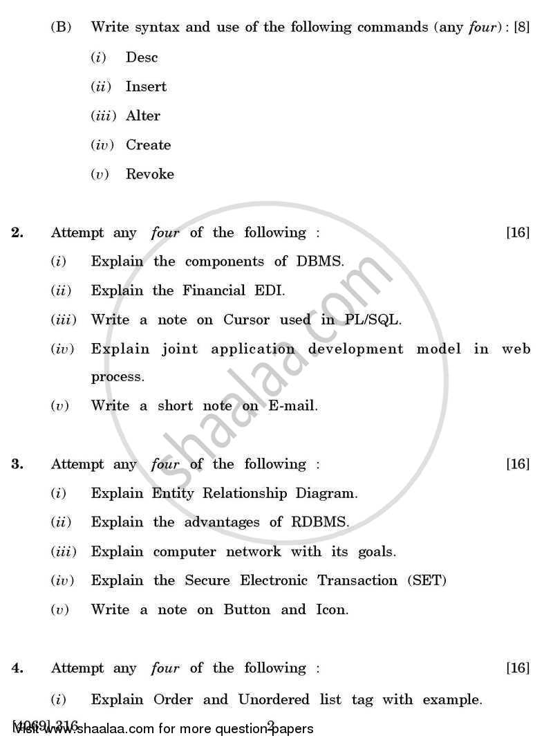 Computer Application 2 - Relational Database Management System, Networking, Internet and E-commerce 2011-2012 - B.Com. - 3rd Year (TYBcom) - University of Pune question paper with PDF download