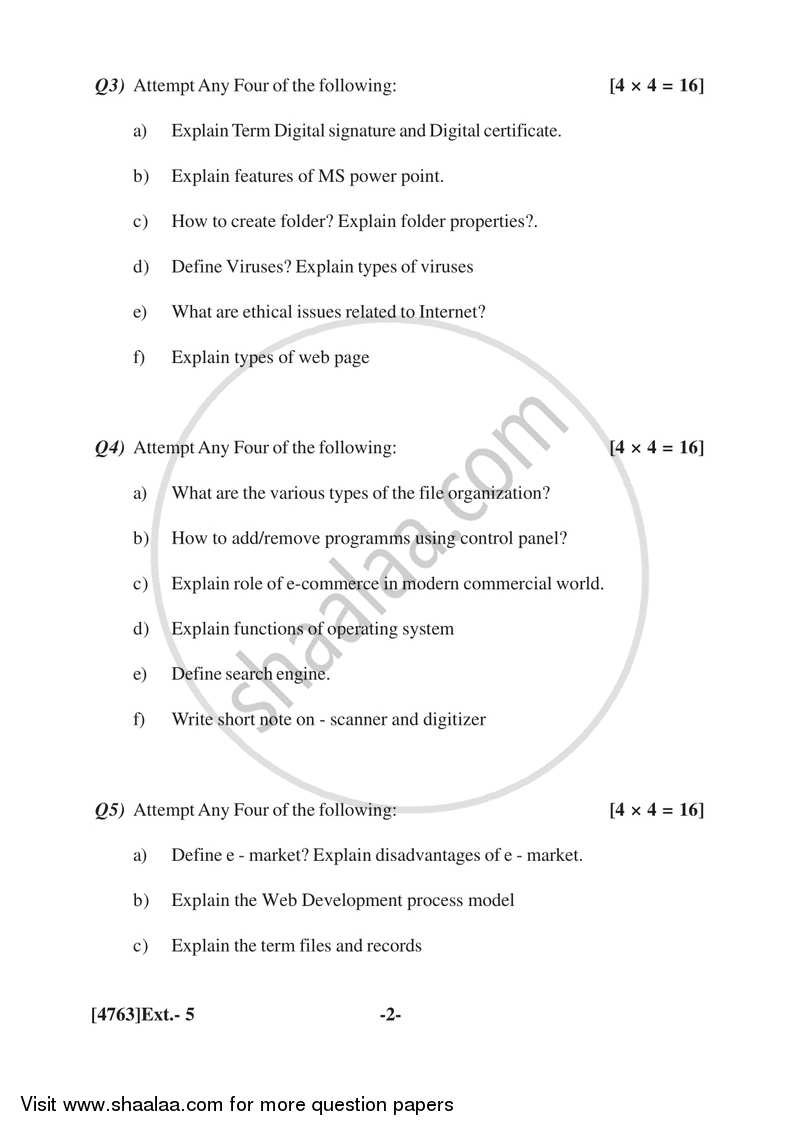 Computer Concepts and Applications 2014-2015 - B.Com. - 1st Year (FYBcom) - University of Pune question paper with PDF download