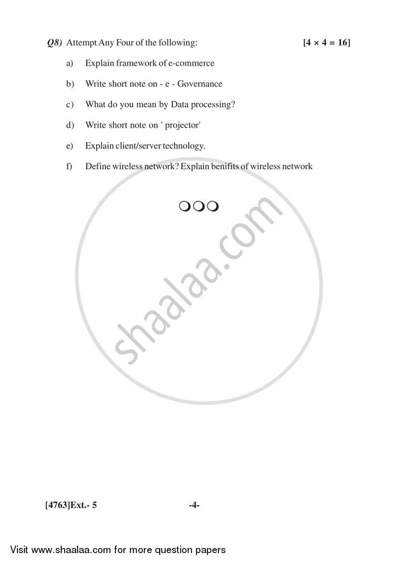 Computer Concepts and Applications 2014-2015 - B.Com. - 1st Year (FYBcom) - University of Pune question paper with PDF download