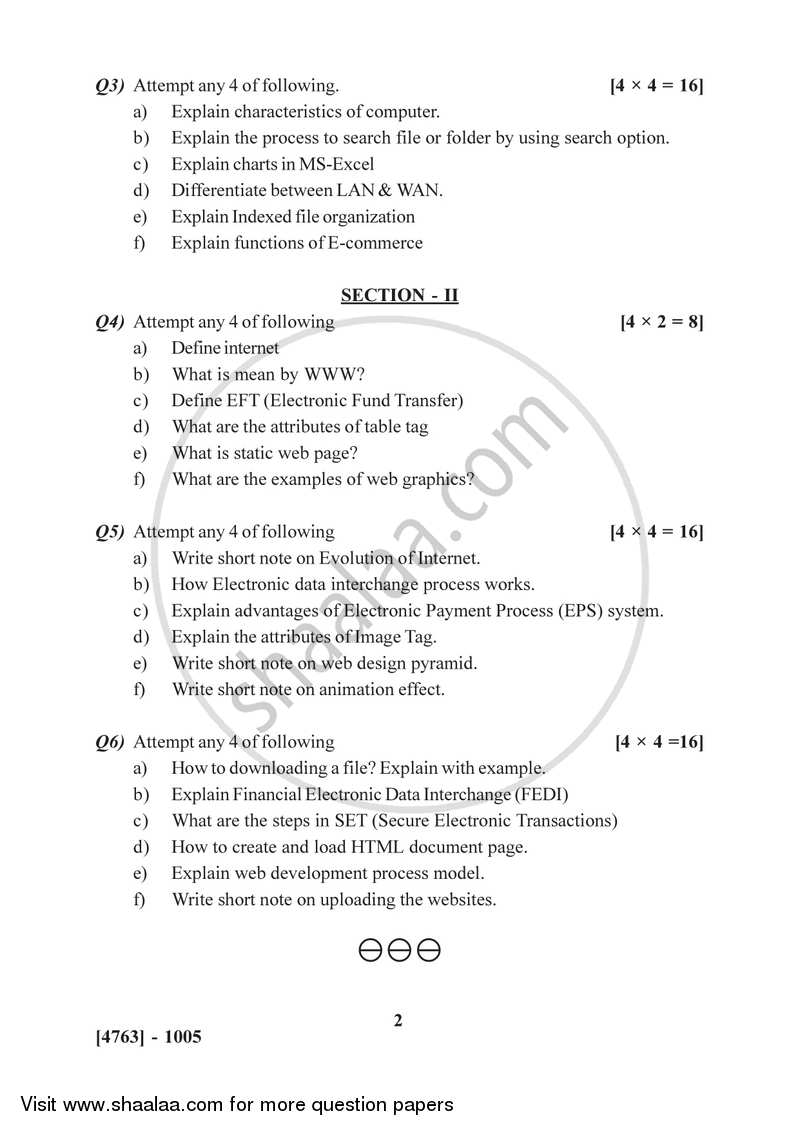 Computer Concepts and Applications 2014-2015 - B.Com. - 1st Year (FYBcom) - University of Pune question paper with PDF download
