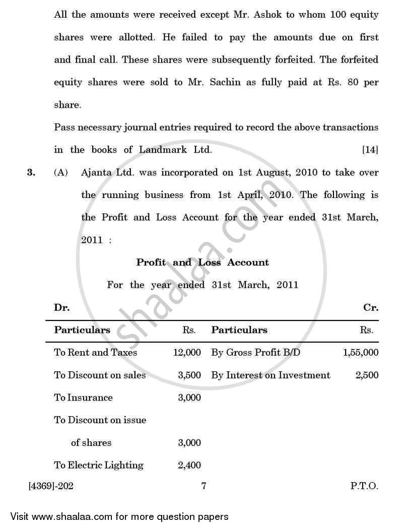 Corporate Accounting 2012-2013 - B.Com. - 2nd Year (SYBcom) - University of Pune question paper with PDF download