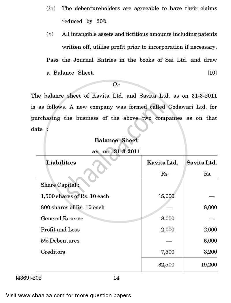 Corporate Accounting 2012-2013 - B.Com. - 2nd Year (SYBcom) - University of Pune question paper with PDF download