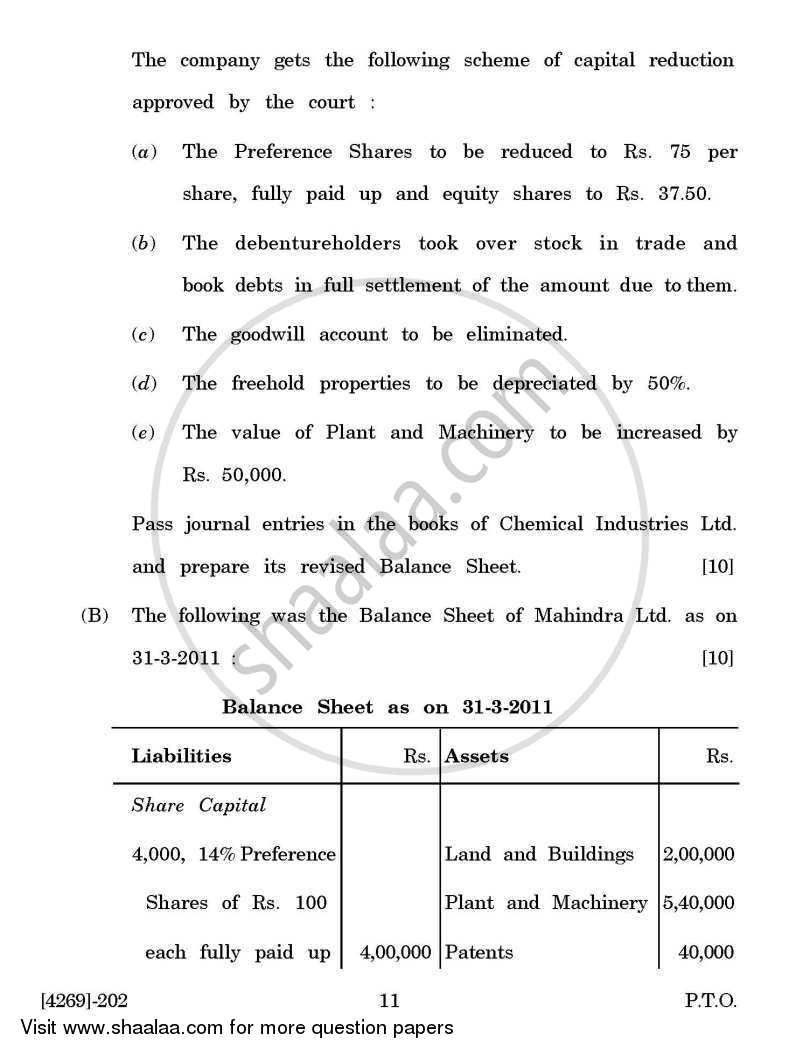 Corporate Accounting 2012-2013 - B.Com. - 2nd Year (SYBcom) - University of Pune question paper with PDF download