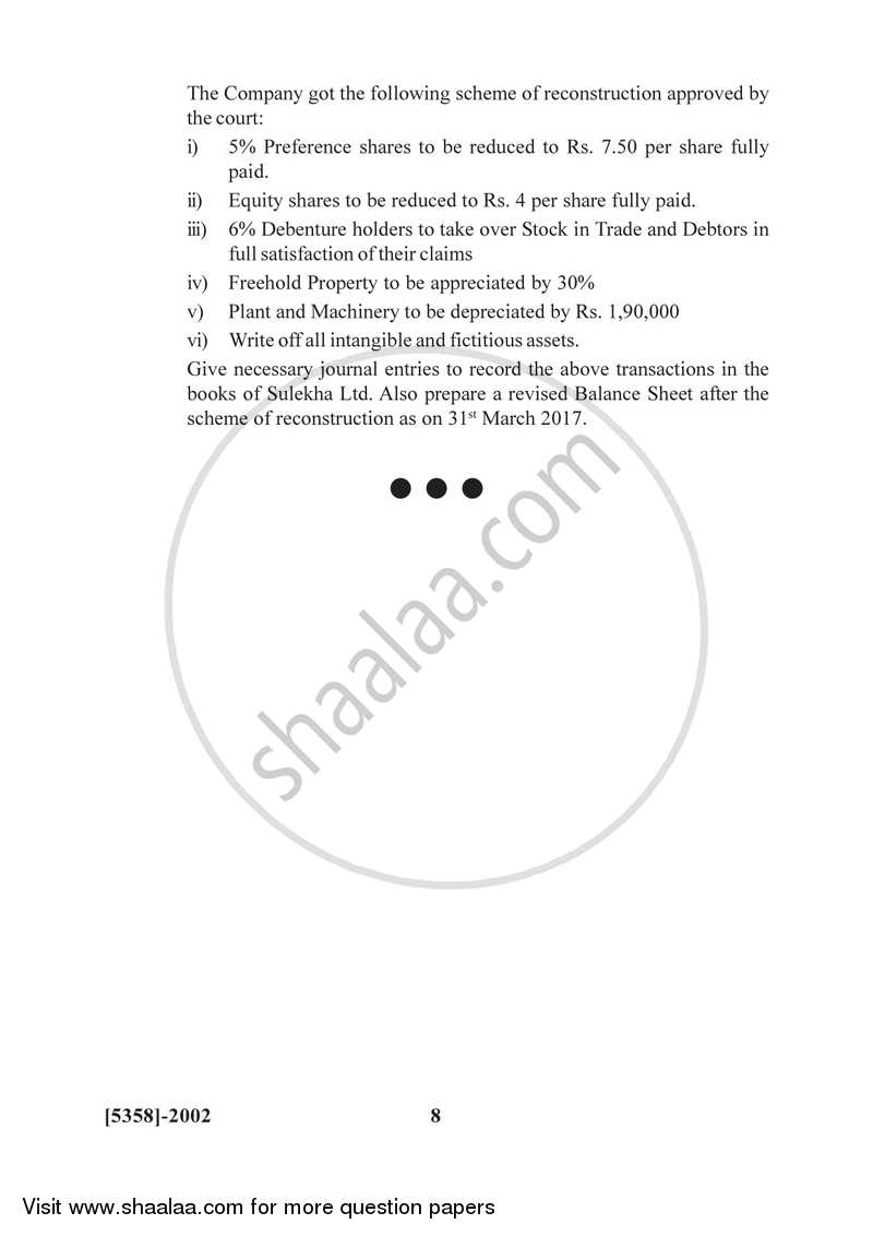 Corporate Accounting 2017-2018 - B.Com. - 2nd Year (SYBcom) - University of Pune question paper with PDF download