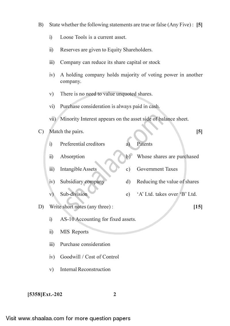 Corporate Accounting 2017-2018 - B.Com. - 2nd Year (SYBcom) - University of Pune question paper with PDF download