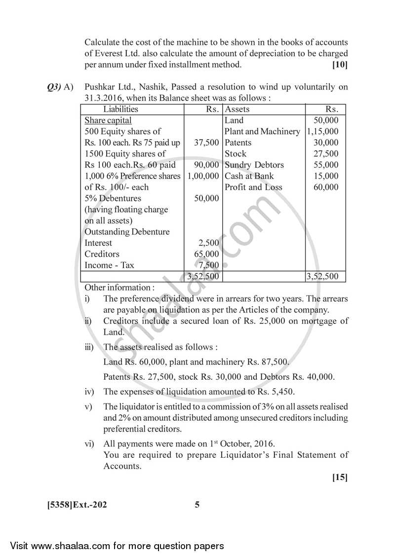 Corporate Accounting 2017-2018 - B.Com. - 2nd Year (SYBcom) - University of Pune question paper with PDF download