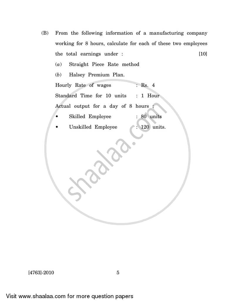 Cost and Works Accounting 1 2014-2015 - B.Com. - 2nd Year (SYBcom) - University of Pune question paper with PDF download