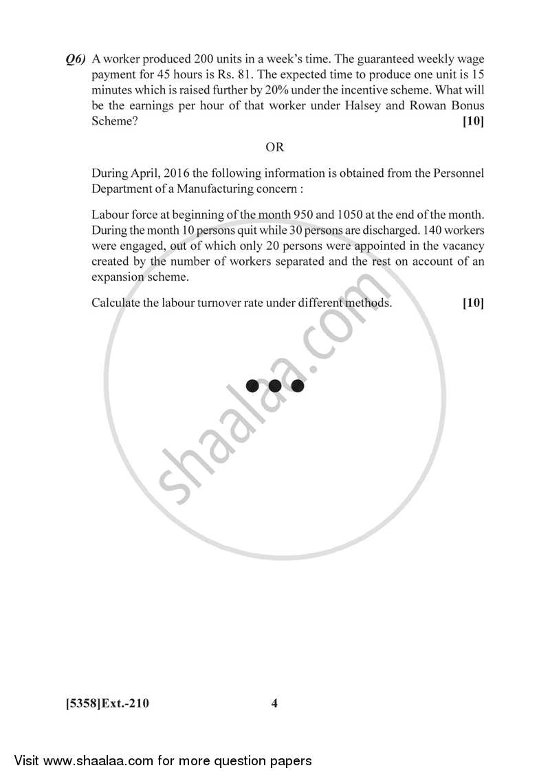 Cost and Works Accounting 1 2017-2018 - B.Com. - 2nd Year (SYBcom) - University of Pune question paper with PDF download