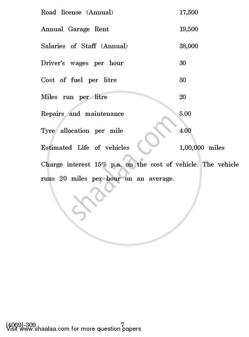 Cost and Works Accounting 2 2011-2012 - B.Com. - 3rd Year (TYBcom) - University of Pune question paper with PDF download