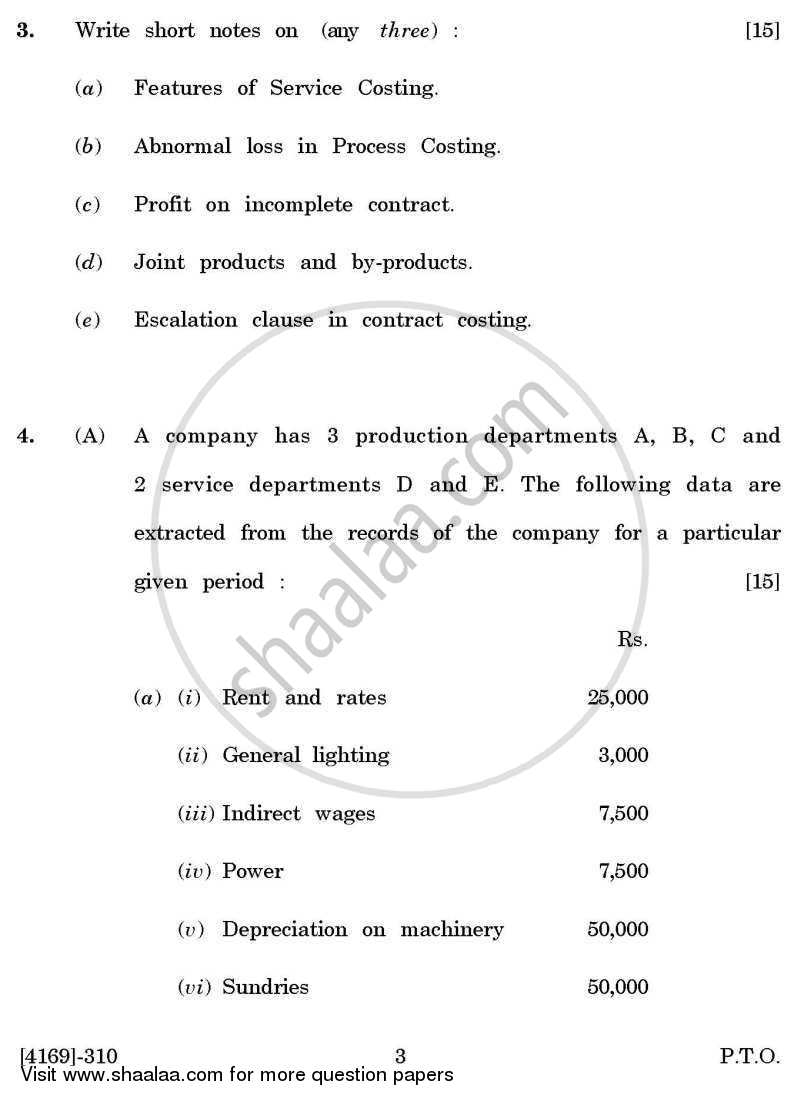 Cost and Works Accounting 2 2011-2012 - B.Com. - 3rd Year (TYBcom) - University of Pune question paper with PDF download