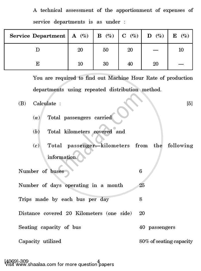 Cost and Works Accounting 2 2011-2012 - B.Com. - 3rd Year (TYBcom) - University of Pune question paper with PDF download
