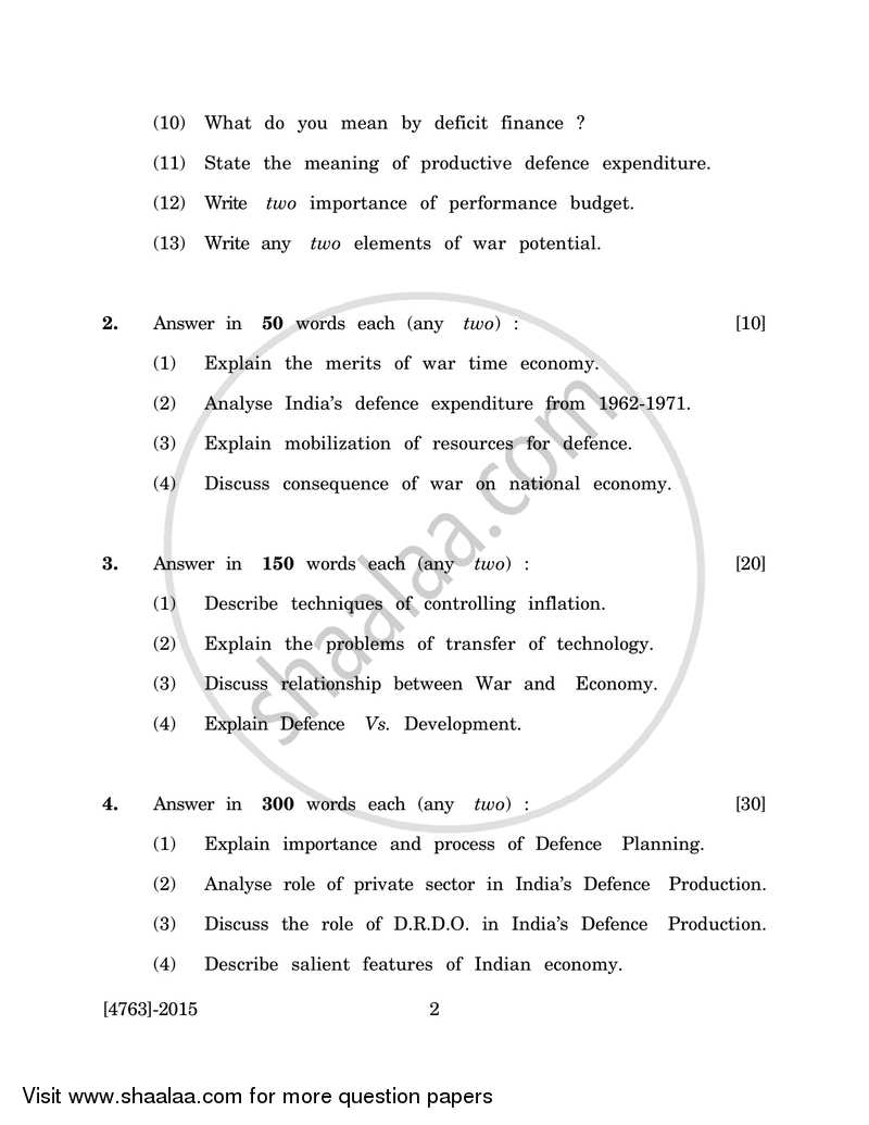 Defence Budgeting, Finance and Management 1 2014-2015 - B.Com. - 2nd Year (SYBcom) - University of Pune question paper with PDF download