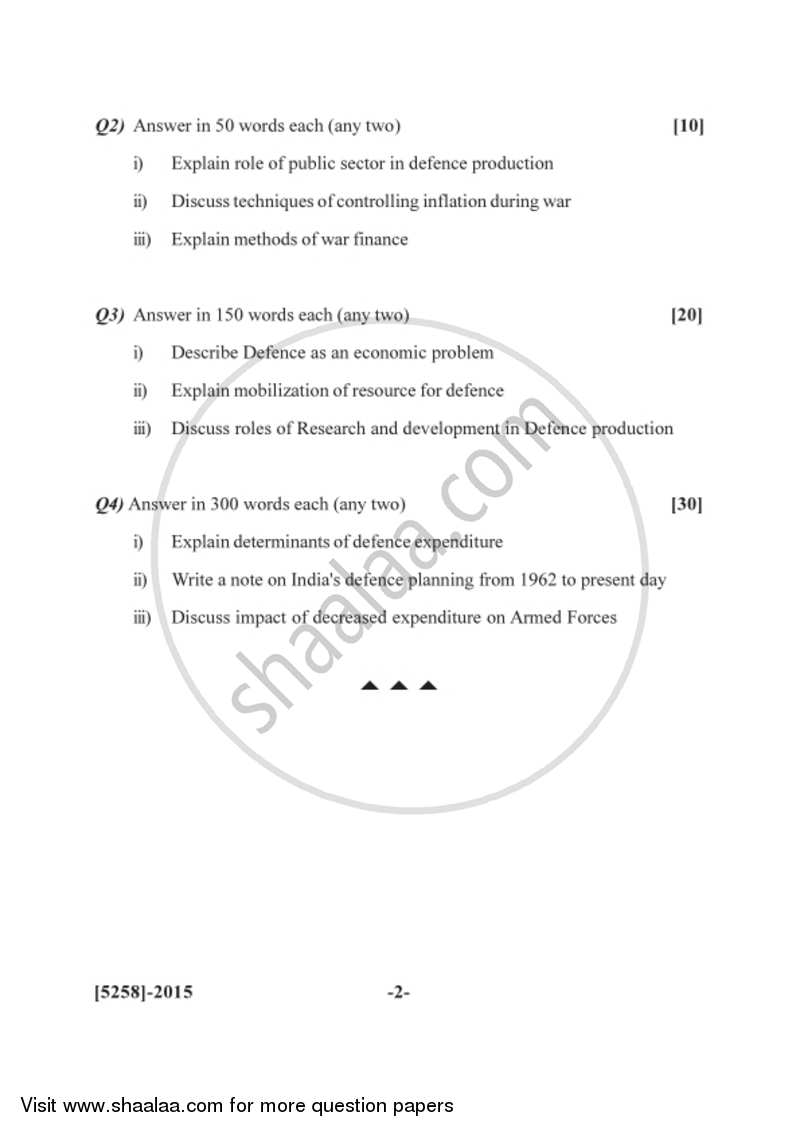 Defence Budgeting, Finance and Management 1 2017-2018 - B.Com. - 2nd Year (SYBcom) - University of Pune question paper with PDF download