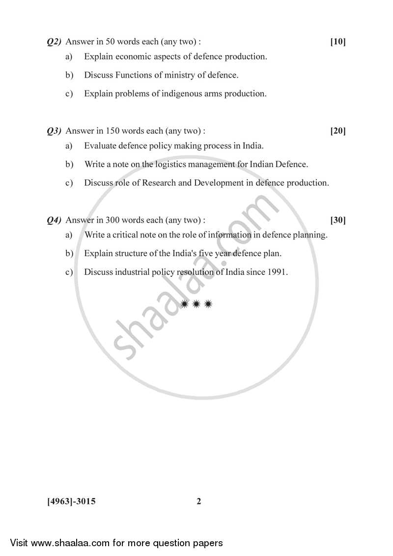 Defence Budgeting, Finance and Management 2 2015-2016 - B.Com. - 3rd Year (TYBcom) - University of Pune question paper with PDF download