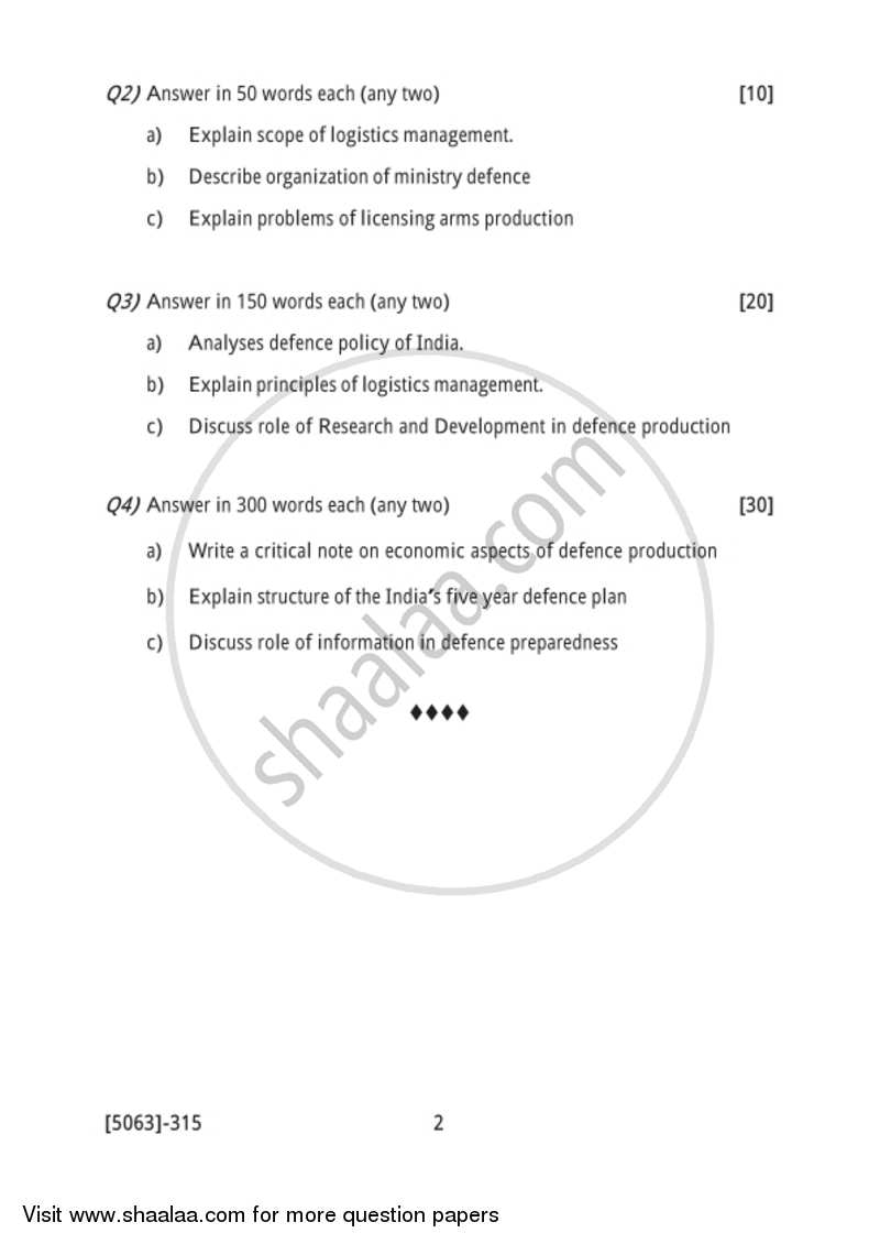 Defence Budgeting, Finance and Management 2 2016-2017 - B.Com. - 3rd Year (TYBcom) - University of Pune question paper with PDF download