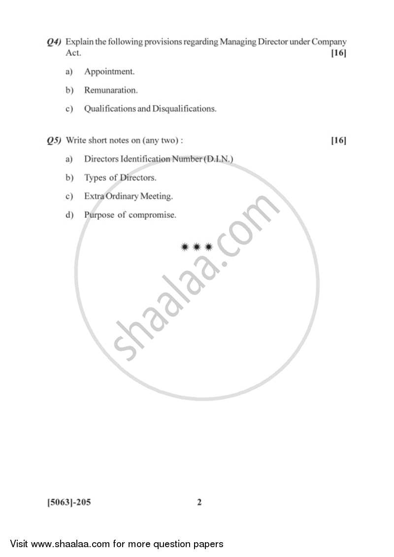 Elements of Company Law 2016-2017 - B.Com. - 2nd Year (SYBcom) - University of Pune question paper with PDF download