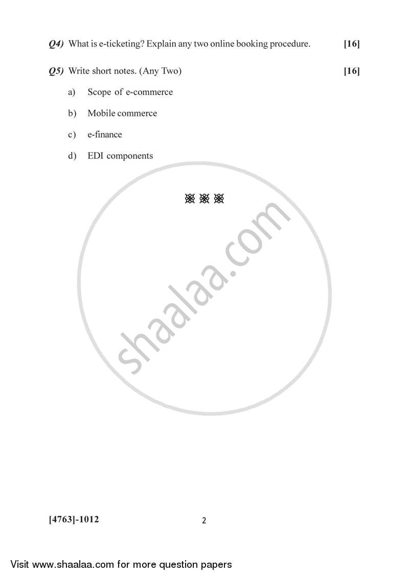 Essentials of E-commerce 2014-2015 - B.Com. - 1st Year (FYBcom) - University of Pune question paper with PDF download