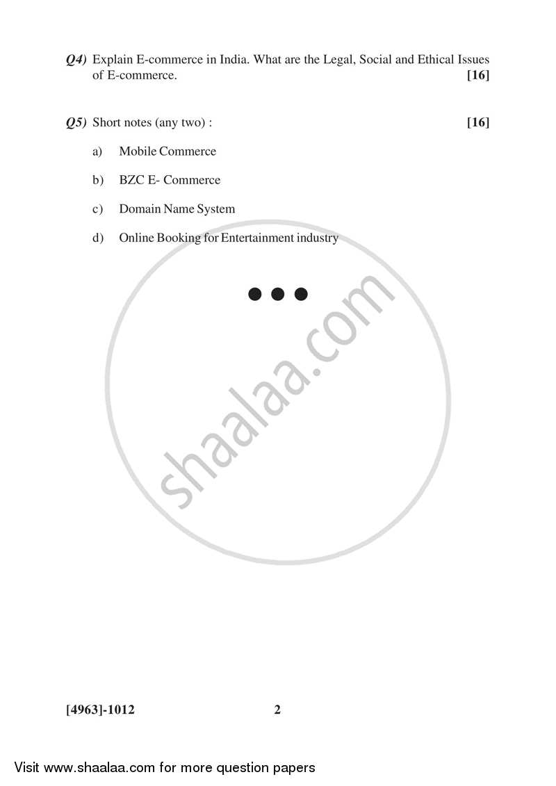 Essentials of E-commerce 2015-2016 - B.Com. - 1st Year (FYBcom) - University of Pune question paper with PDF download