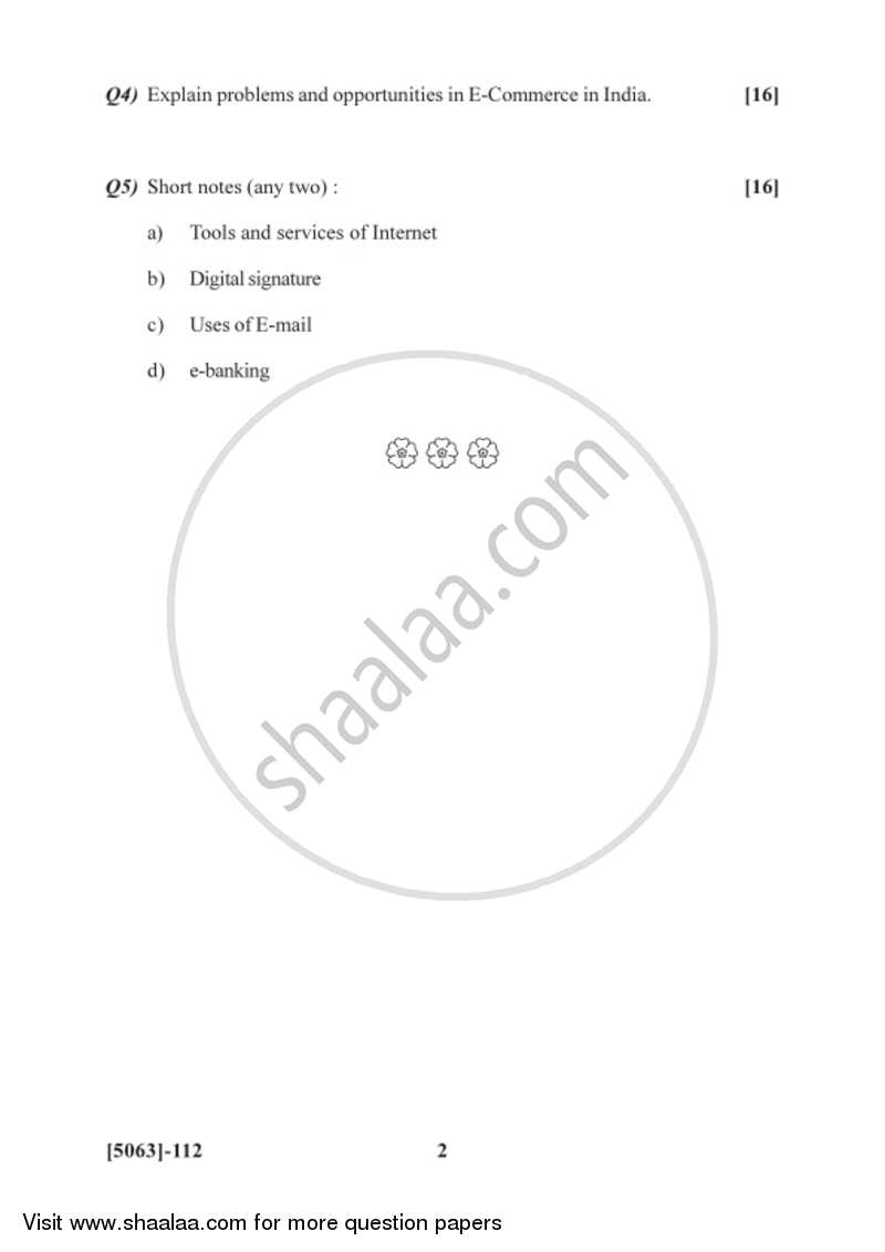 Essentials of E-commerce 2016-2017 - B.Com. - 1st Year (FYBcom) - University of Pune question paper with PDF download
