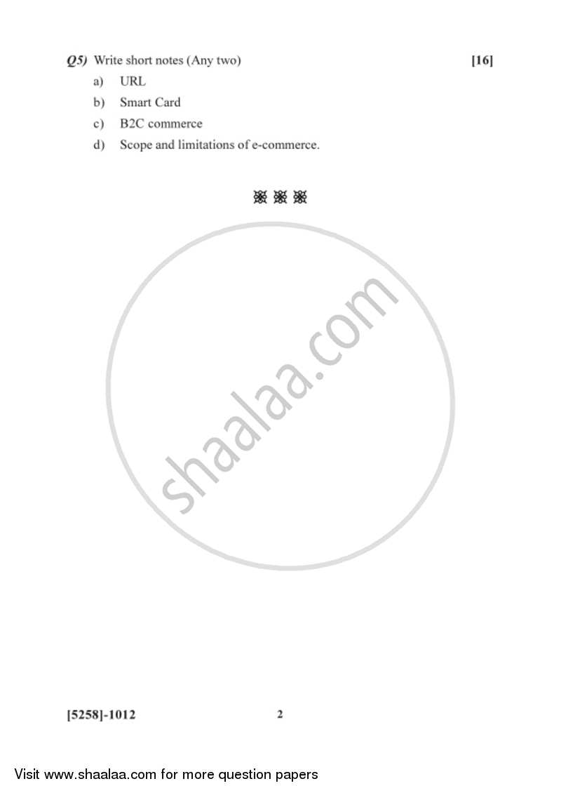 Essentials of E-commerce 2017-2018 - B.Com. - 1st Year (FYBcom) - University of Pune question paper with PDF download