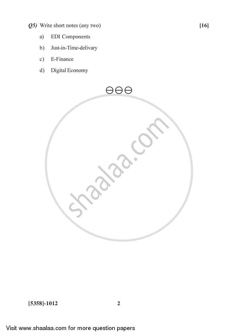 Essentials of E-commerce 2017-2018 - B.Com. - 1st Year (FYBcom) - University of Pune question paper with PDF download