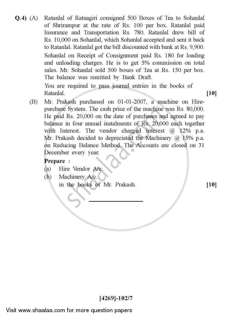 Financial Accounting 2012-2013 - B.Com. - 1st Year (FYBcom) - University of Pune question paper with PDF download