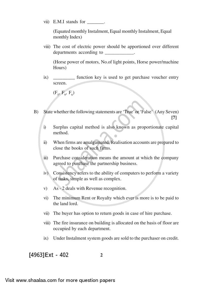 Financial Accounting 2015-2016 - B.Com. - 1st Year (FYBcom) - University of Pune question paper with PDF download