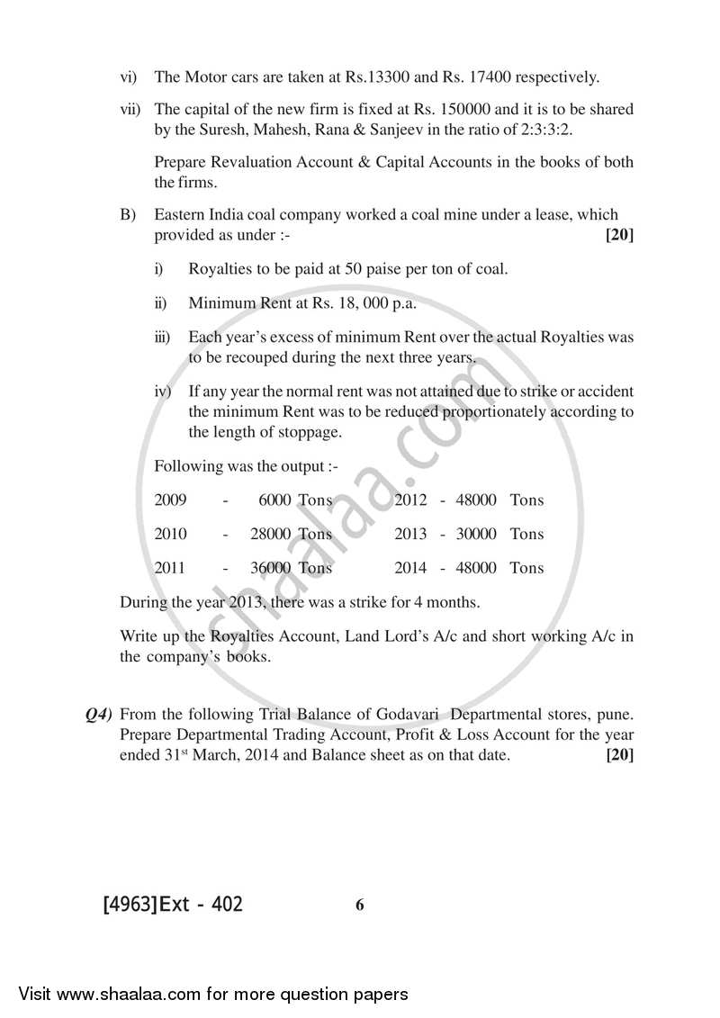 Financial Accounting 2015-2016 - B.Com. - 1st Year (FYBcom) - University of Pune question paper with PDF download