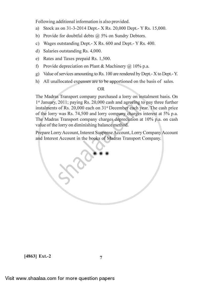 Financial Accounting 2015-2016 - B.Com. - 1st Year (FYBcom) - University of Pune question paper with PDF download