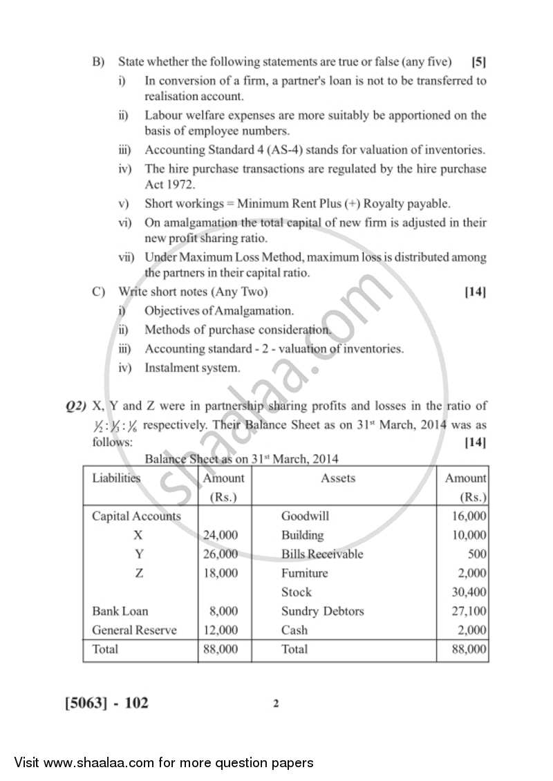 Financial Accounting 2016-2017 - B.Com. - 1st Year (FYBcom) - University of Pune question paper with PDF download