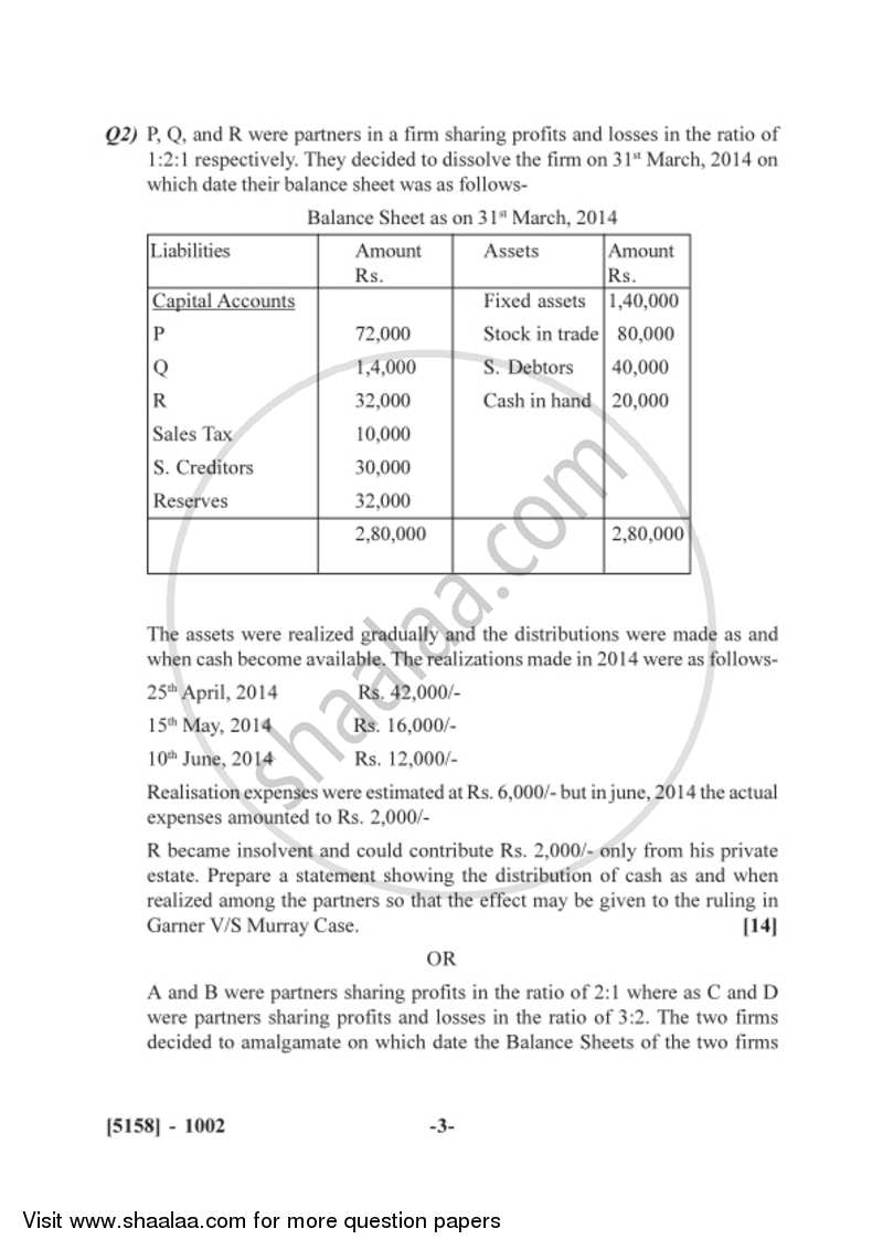 Financial Accounting 2016-2017 - B.Com. - 1st Year (FYBcom) - University of Pune question paper with PDF download