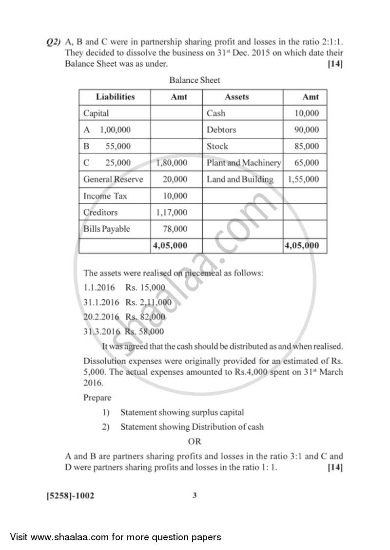 Financial Accounting 2017-2018 - B.Com. - 1st Year (FYBcom) - University of Pune question paper with PDF download