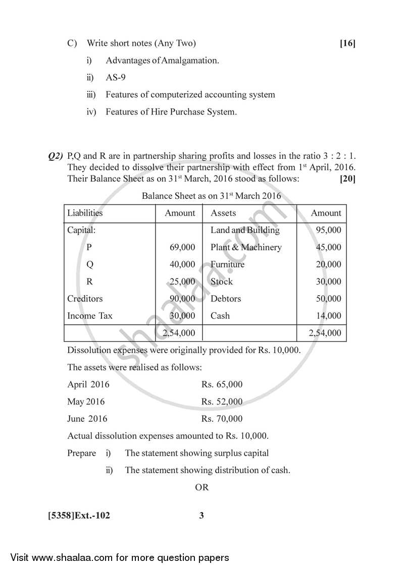Financial Accounting 2017-2018 - B.Com. - 1st Year (FYBcom) - University of Pune question paper with PDF download
