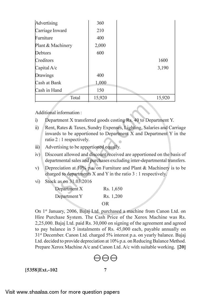 Financial Accounting 2017-2018 - B.Com. - 1st Year (FYBcom) - University of Pune question paper with PDF download