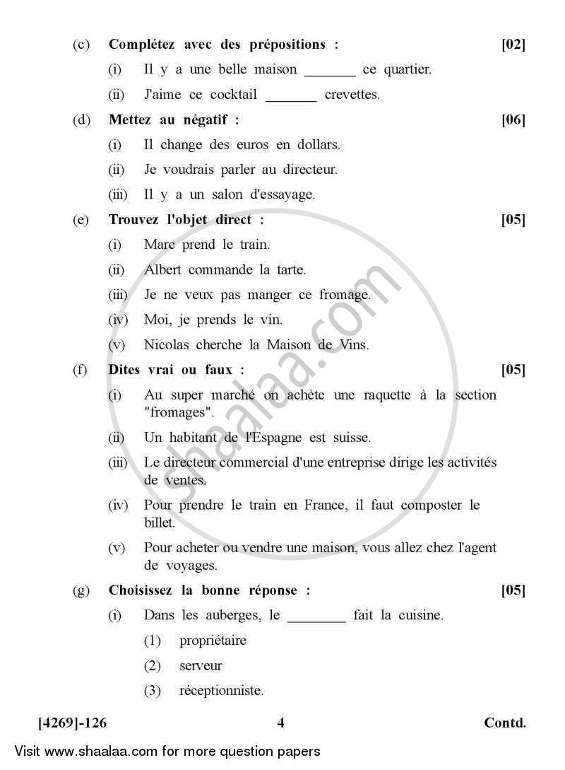 French 2012-2013 - B.Com. - 1st Year (FYBcom) - University of Pune question paper with PDF download