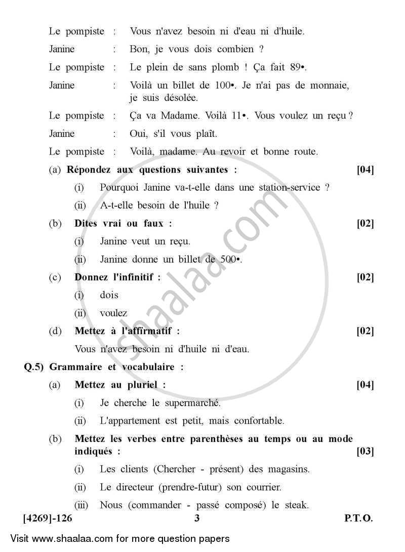 French 2012-2013 - B.Com. - 1st Year (FYBcom) - University of Pune question paper with PDF download