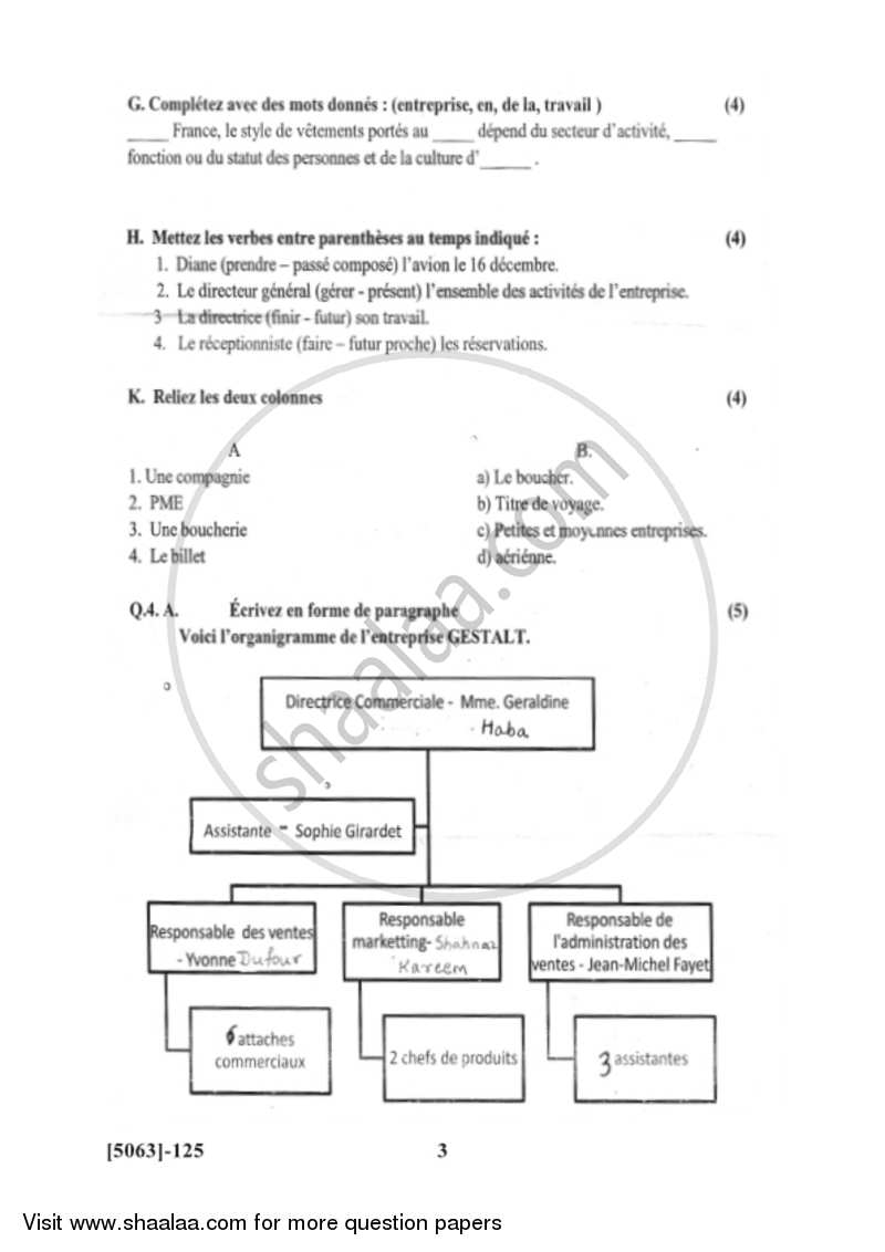 French 2016-2017 - B.Com. - 1st Year (FYBcom) - University of Pune question paper with PDF download