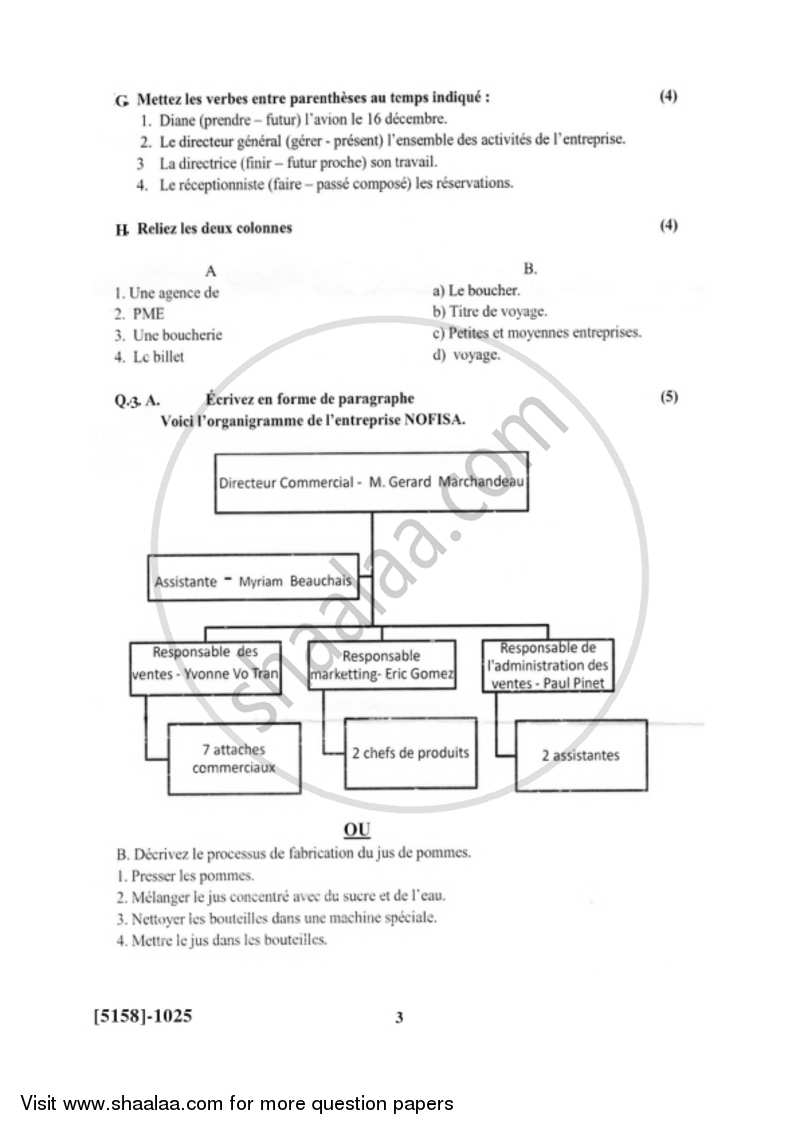 French 2016-2017 - B.Com. - 1st Year (FYBcom) - University of Pune question paper with PDF download