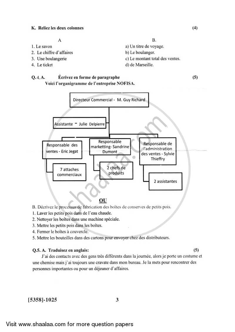 French 2017-2018 - B.Com. - 1st Year (FYBcom) - University of Pune question paper with PDF download