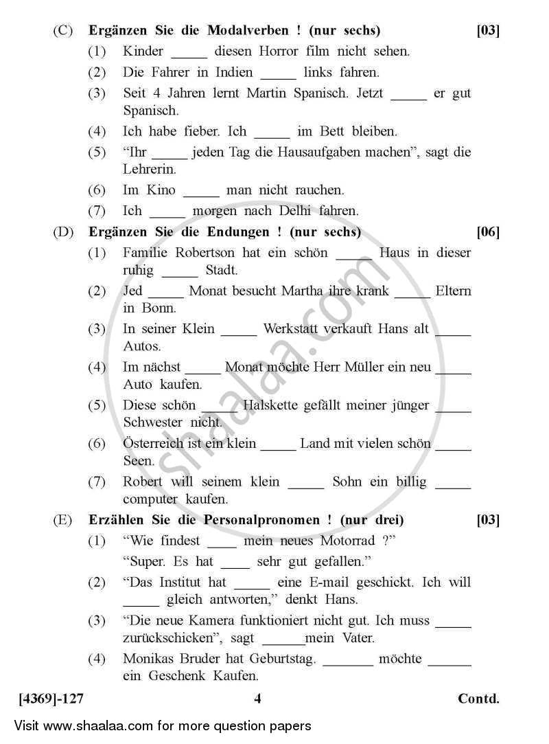 German 2012-2013 - B.Com. - 1st Year (FYBcom) - University of Pune question paper with PDF download