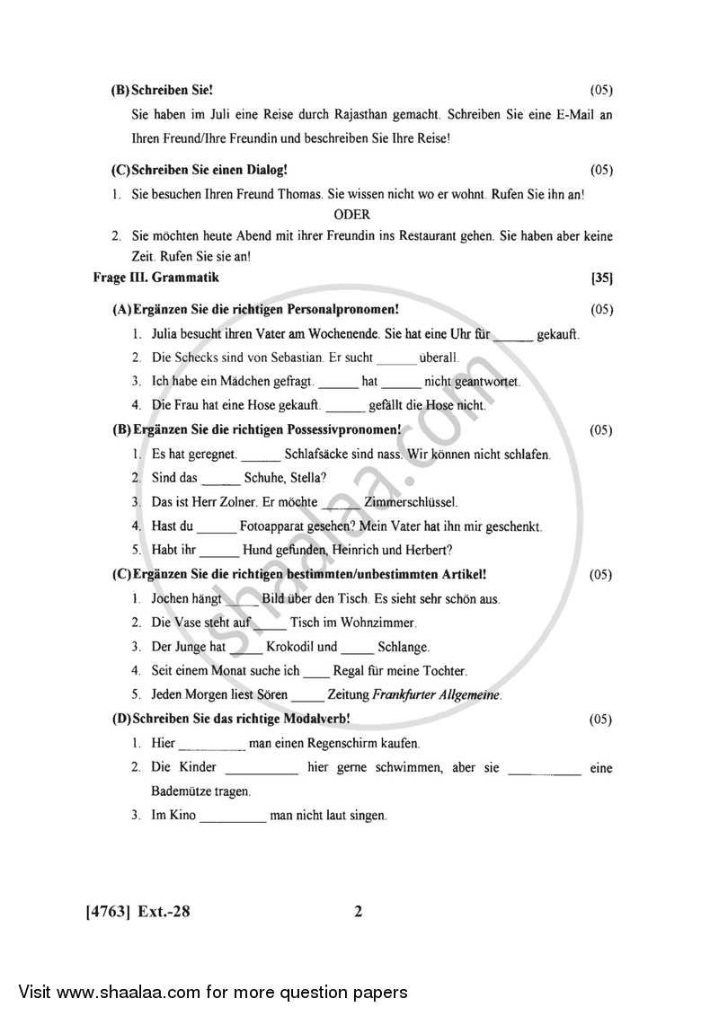 German 2014-2015 - B.Com. - 1st Year (FYBcom) - University of Pune question paper with PDF download